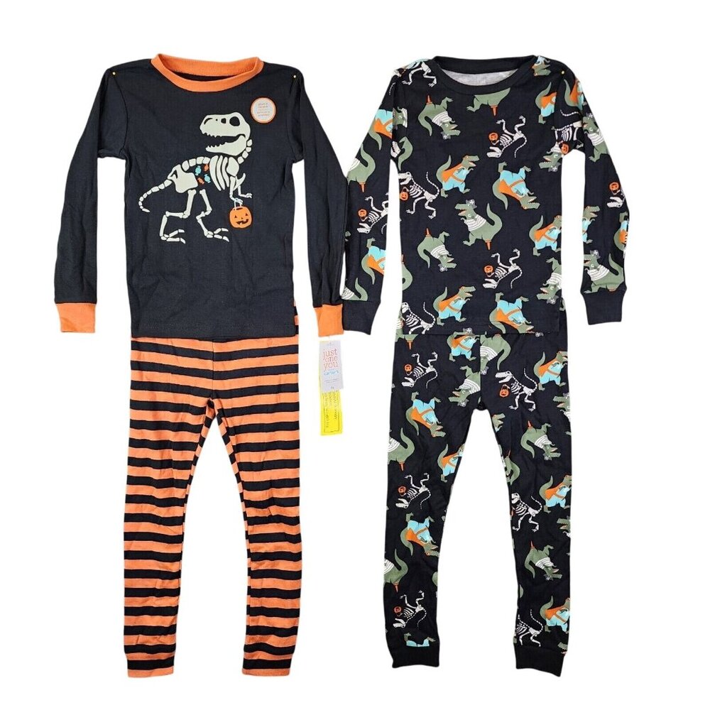 Boys Carter's 4 Piece Glow in the Dark Dinosaur T-Rex Halloween Pajama Set 5T